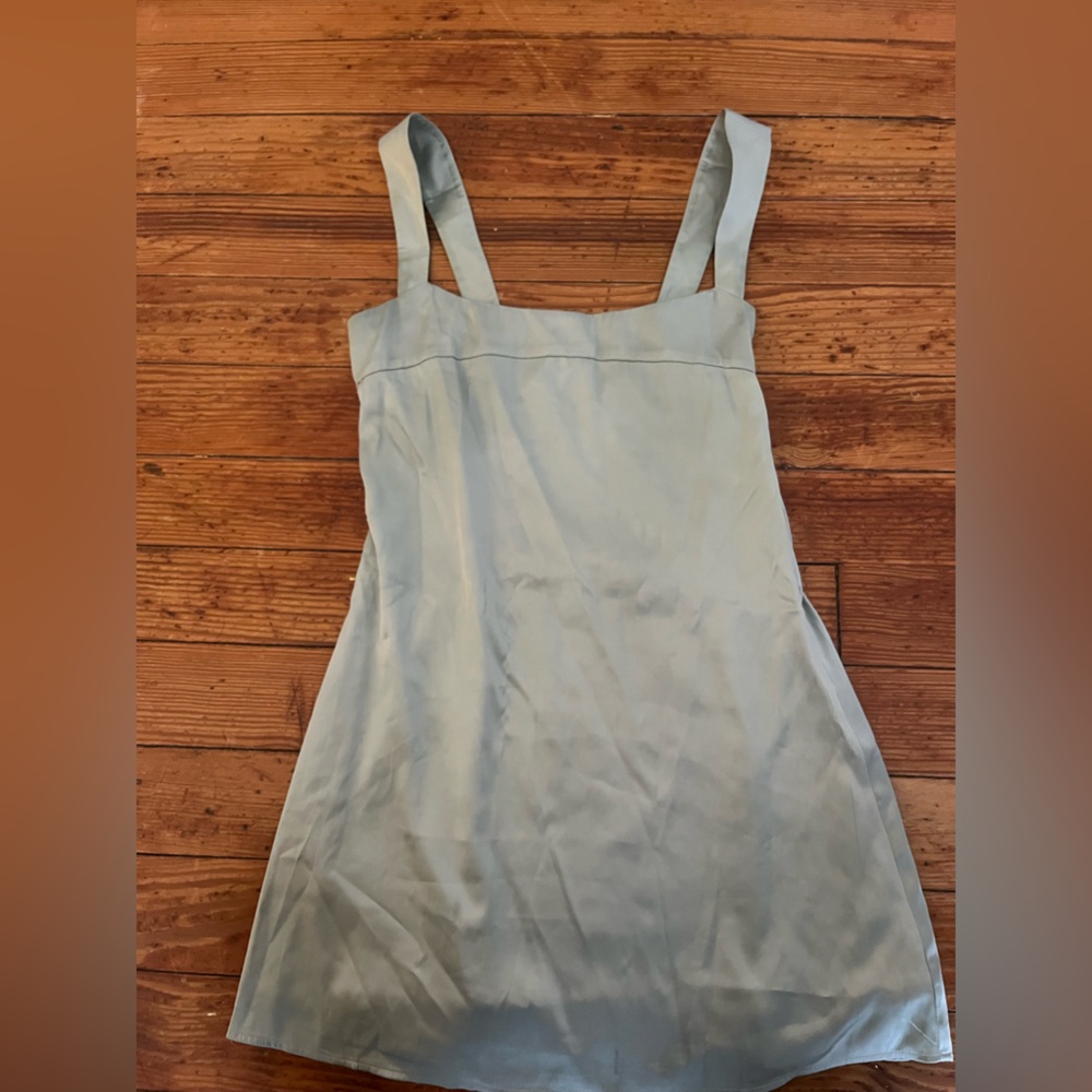 Lucy in the Sky Pale Blue Satin Chemise with Wide Straps